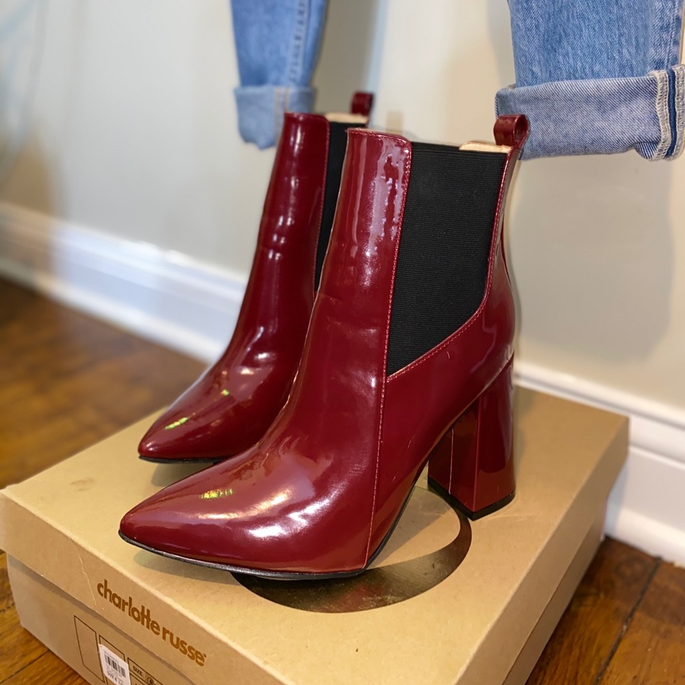Burgundy booties